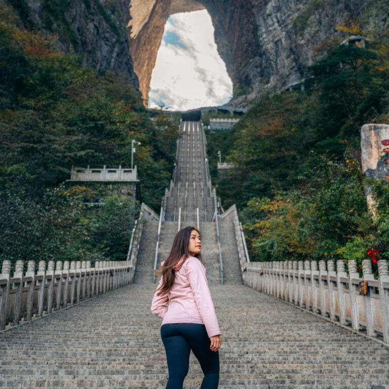 walking up the 999 steps to Heaven's Gate of Tianmen Mountain, China